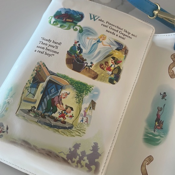 Loungefly Pinocchio Storybook Crossbody/Backpack - Picture 6 of 11